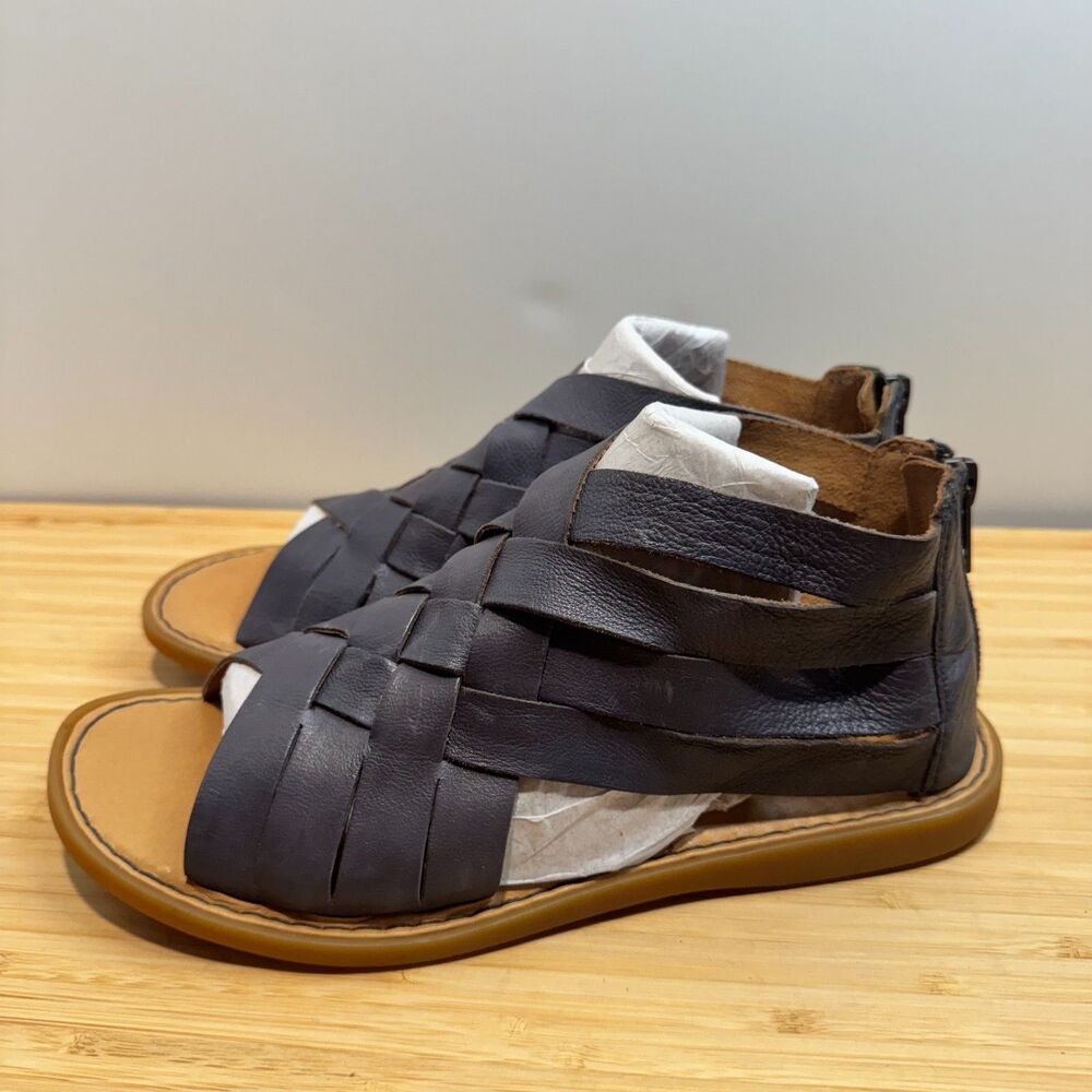 Born Iwa Woven Leather Gladiator Sandals Navy Blue Back Zip Comfort Women's 7M - Picture 4 of 14